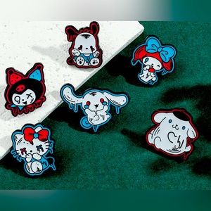 6PCS Sanrio Terror Hello Kitty Kuromi Cartoon Enamel Pin Badge Jewelry brooch